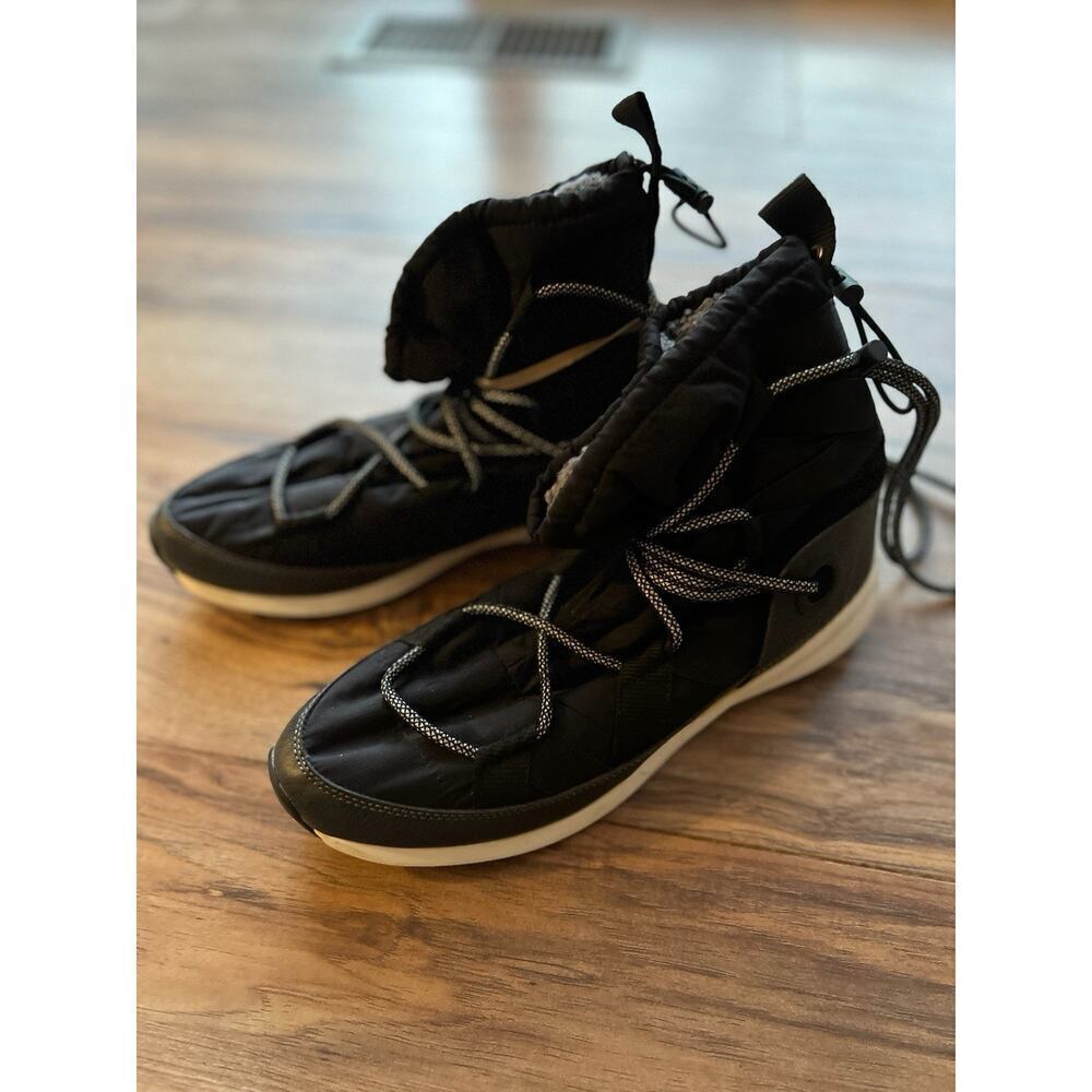Aldo Mirinna Black Winter Sneaker Boots Faux Fur Cord Shoes Knit Womens Size 9